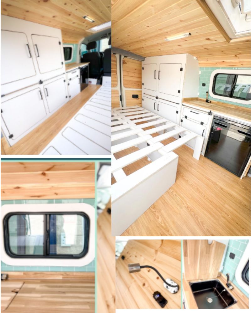 Interior de una Volkswagen T5 o T6 con camperización completa realizada por Camper & Co